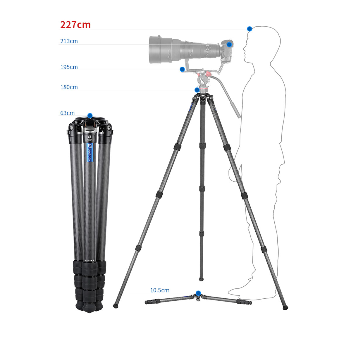 Leofoto LM-404C Summit Karbon-Stativ
