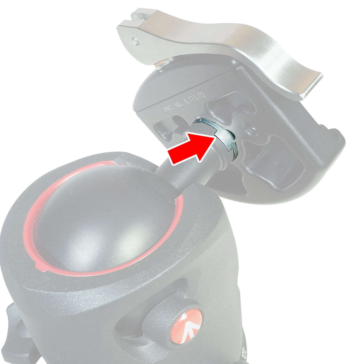 Mounting adapter for 38 mm Dovetail Clamps on Manfrotto MH05*M0 Ballheads and MH055-M8 Fluid Head