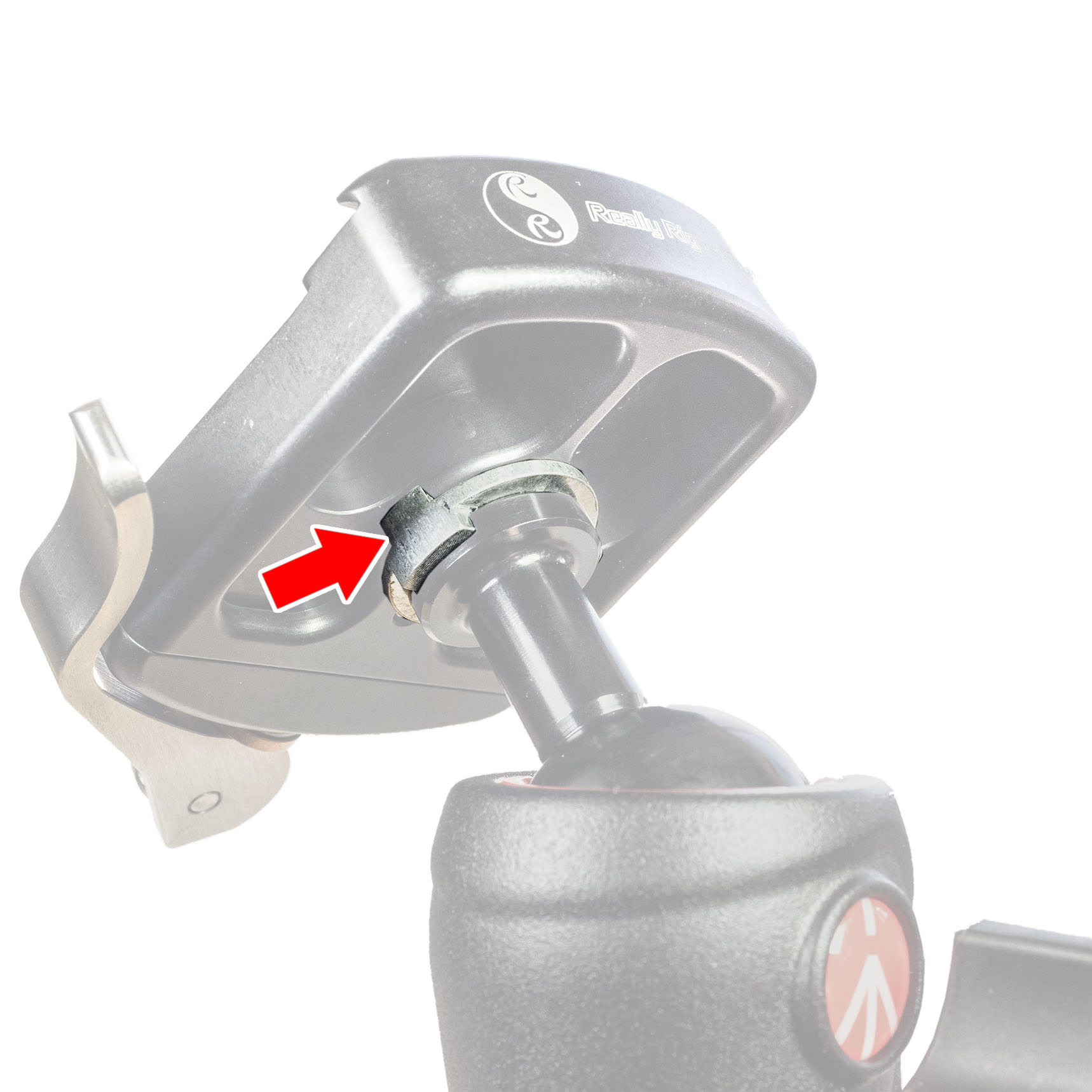 Mounting adapter for 38 mm Dovetail Clamps on Manfrotto MH05*M0 Ballheads and MH055-M8 Fluid Head