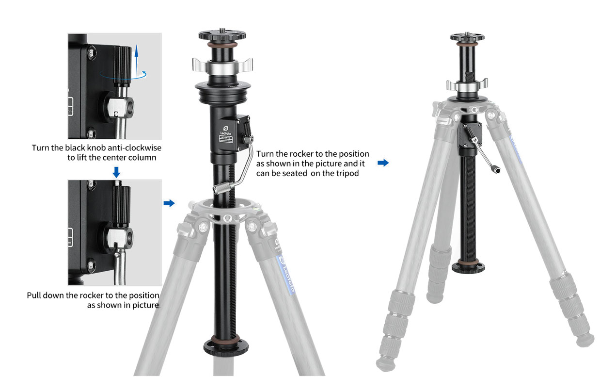 Leofoto GC-404C Kurbel -Mittelsäule (auswechselbar mit 100 mm Stativplattform)