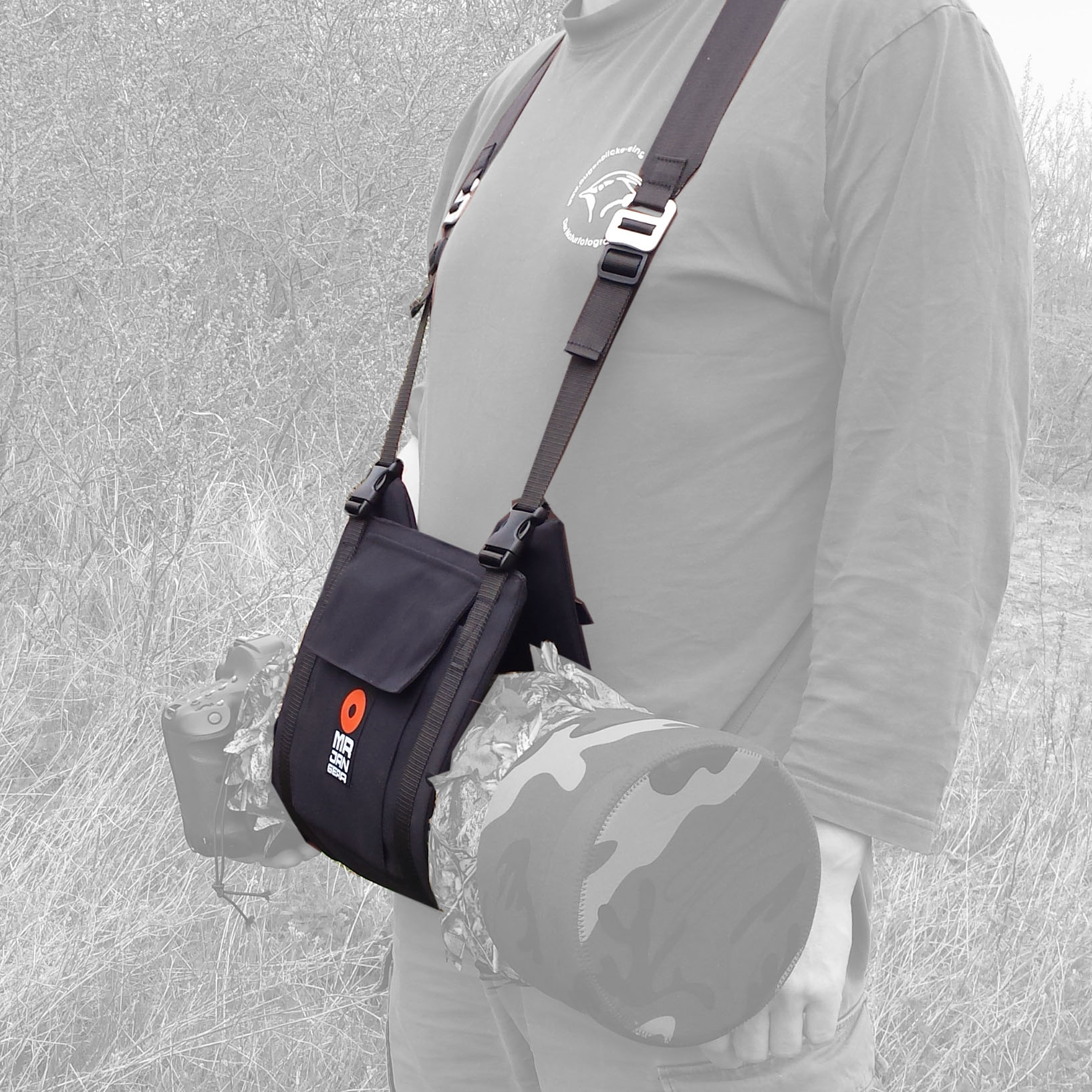 MR JAN GEAR Système de portage Lens Carrier System pour longs téléobjectifs Noir - Stormjacket Farbe: Schwarz