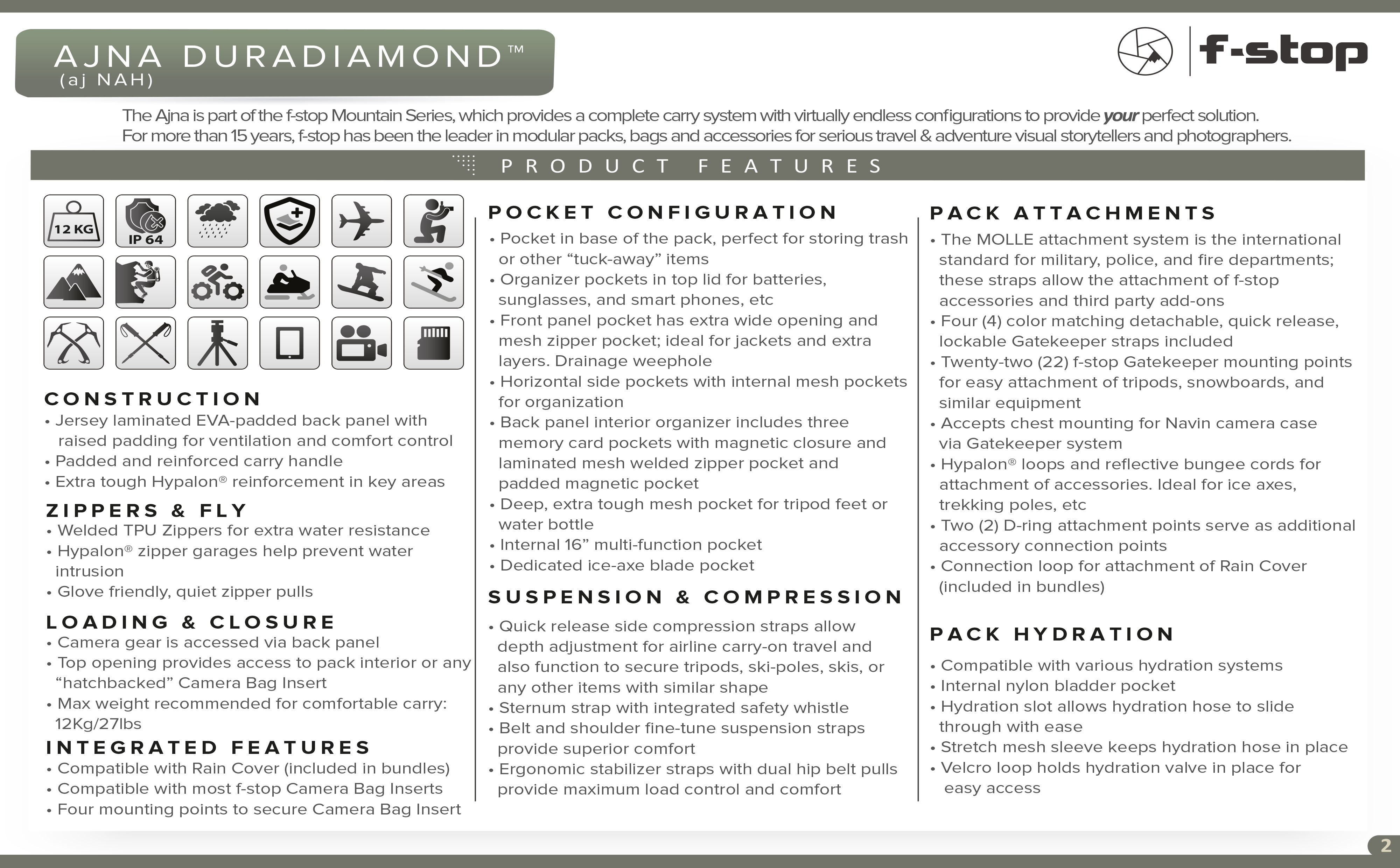 f-stop AJNA 37l DuraDiamond™ Rucksack Essentials Bundle -Cypress Green