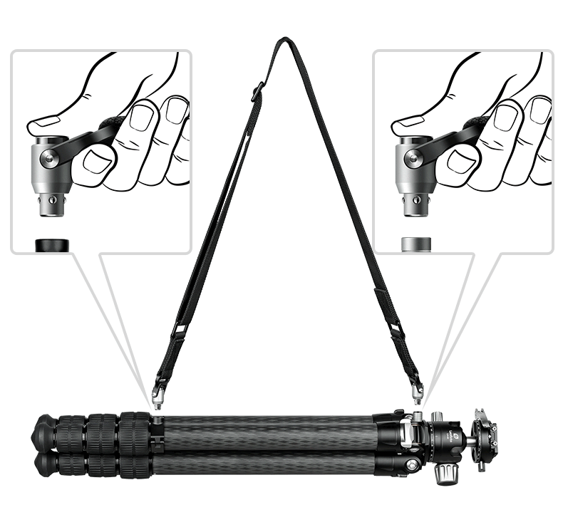 Leofoto Stativtragegurt LS für 1/4" UNC-Gewinde und Stativschelle 32 mm - Stativbeindurchmesser: 32 mm