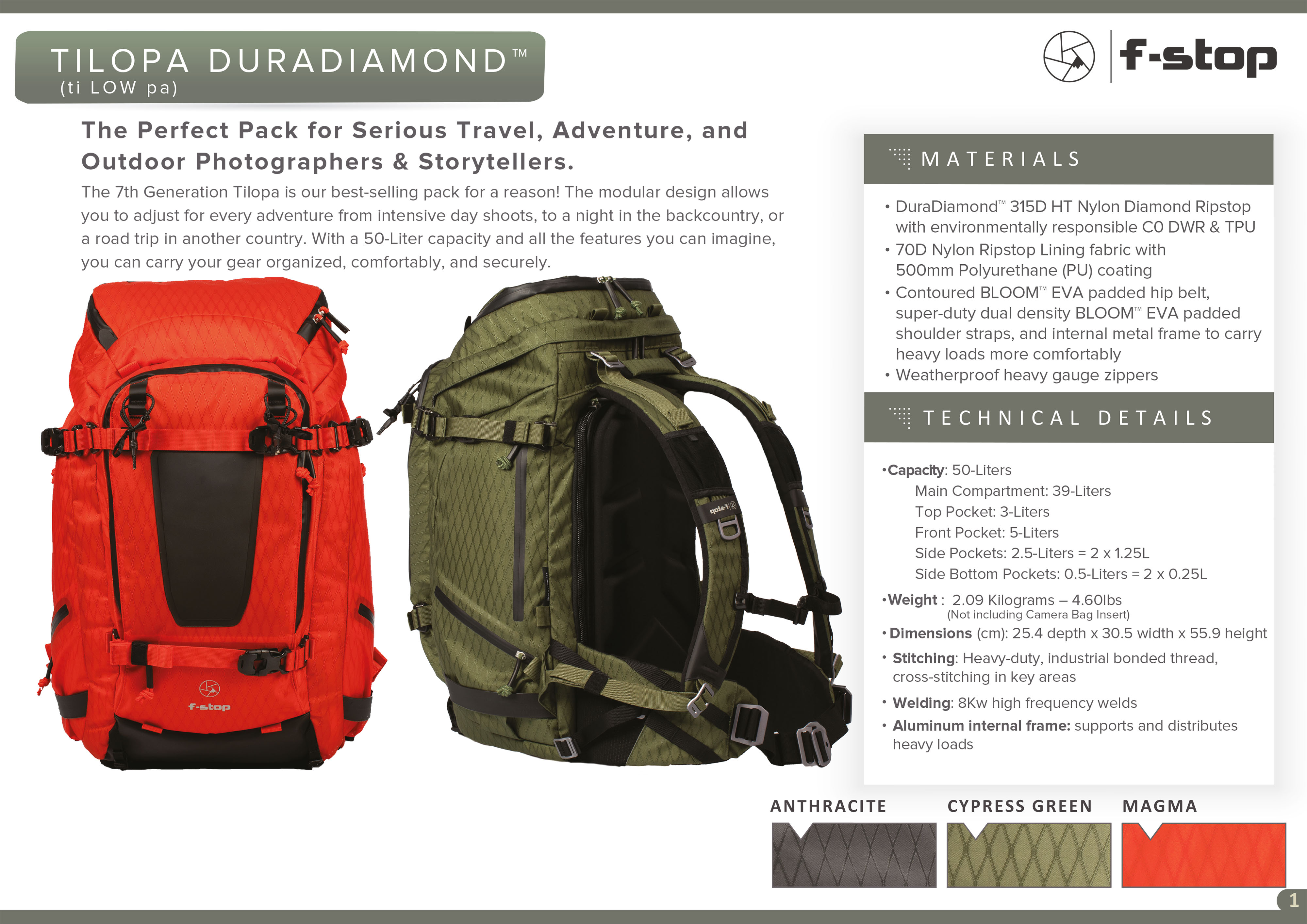f-stop TILOPA 50L DuraDiamond™ Rucksack Essentials Bundle - Cypress Green