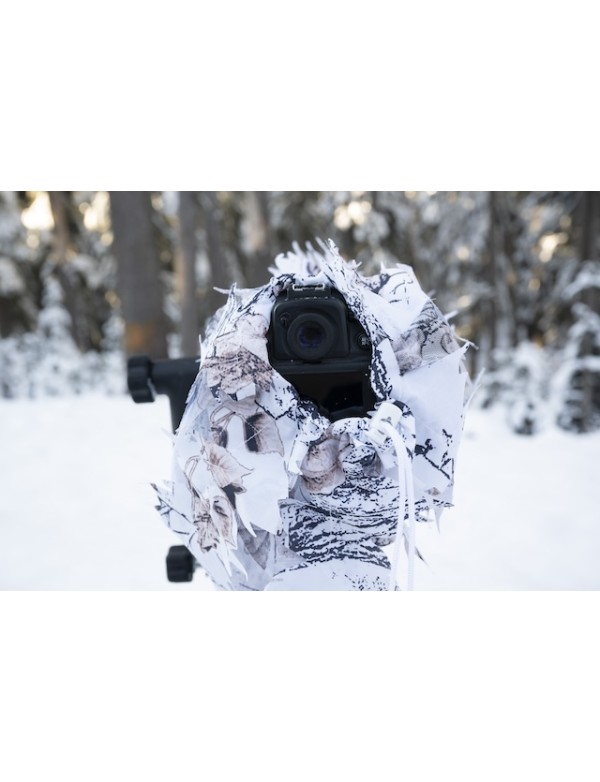 Tragopan 3D Snow XL-Sleeve - mimetizzazione per combinazione fotocamera-teleobiettivo