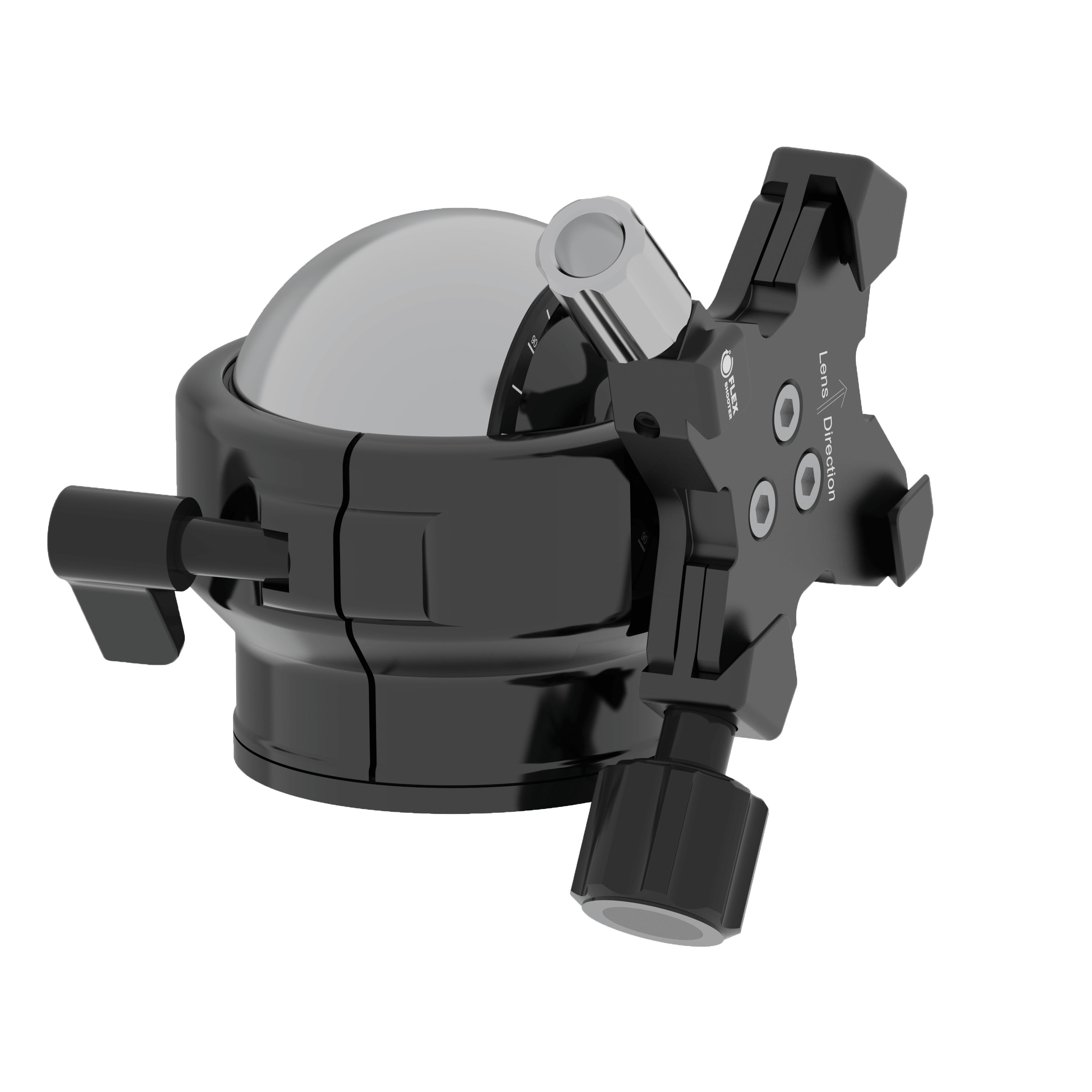 Flexshooter Pro (Silver Edition) Multi-Stativkopf/Teleneiger mit Schraubklemme silber eloxiert silber eloxiert - Schraubklemme - Klemmtyp: Schraubklemme | Kugelfarbe: silber eloxiert