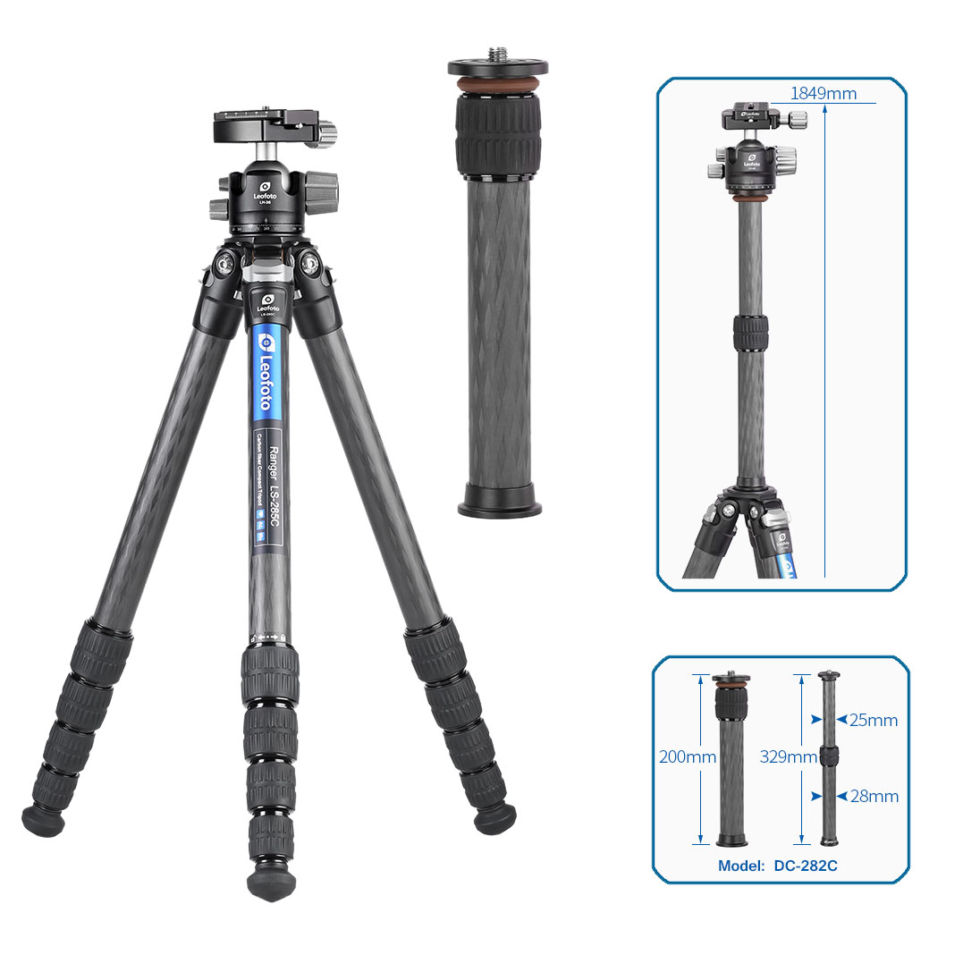 Leofoto Ranger LS-285C Karbon-Stativ mit Kugelkopf LH-36