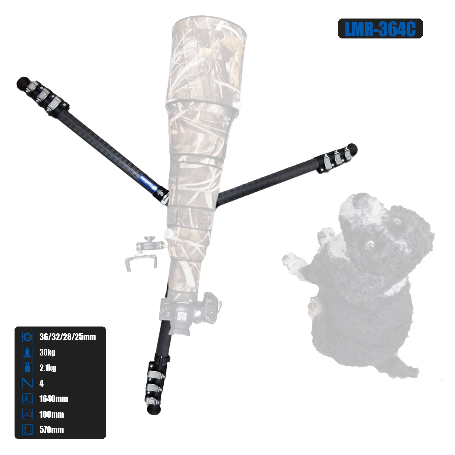 Leofoto LMR-364C Rapid Summit treppiede in carbonio con flip-lock