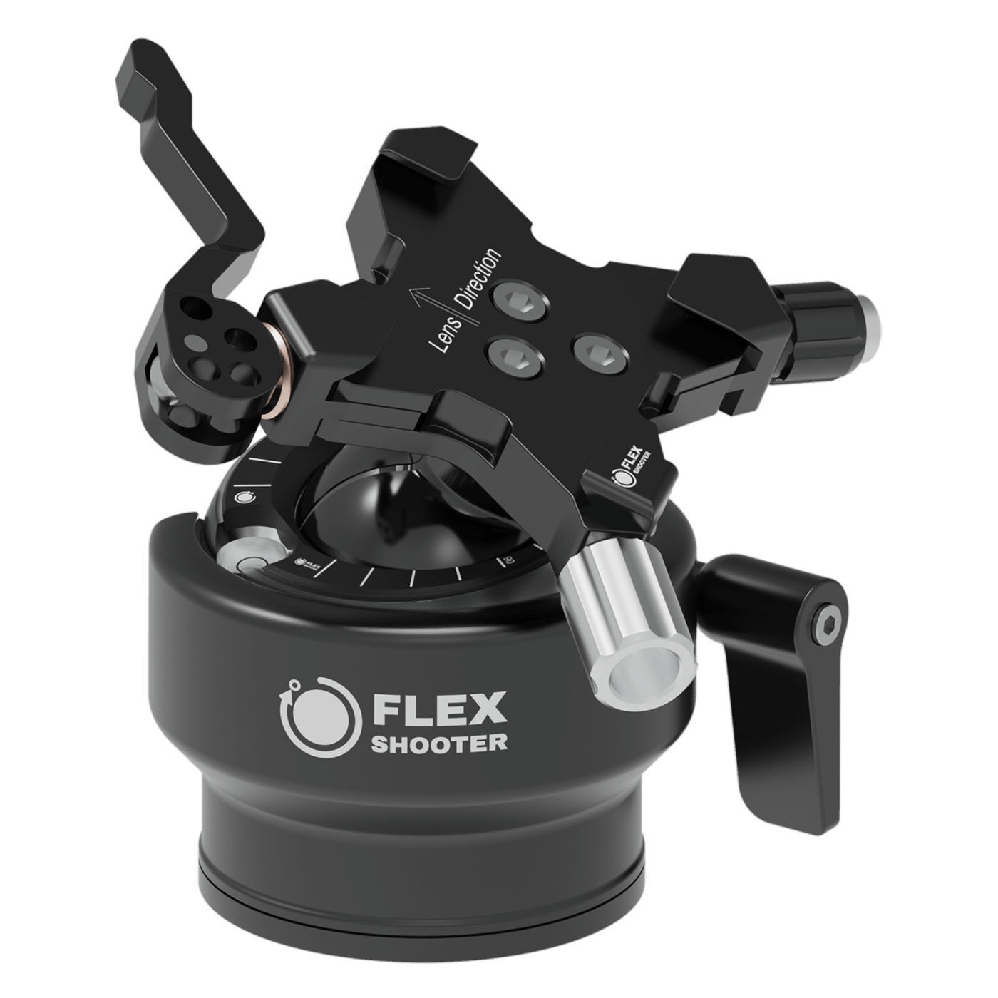 Flexshooter Pro Lever (Black Edition) Multi-Stativkopf/Teleneiger mit Hebelklemme schwarz eloxiert - Hebelklemme