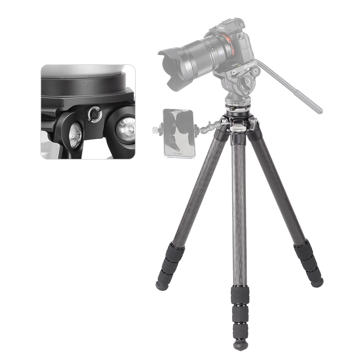 Leofoto LS-324CEX Ranger carbon tripod with integrated leveling