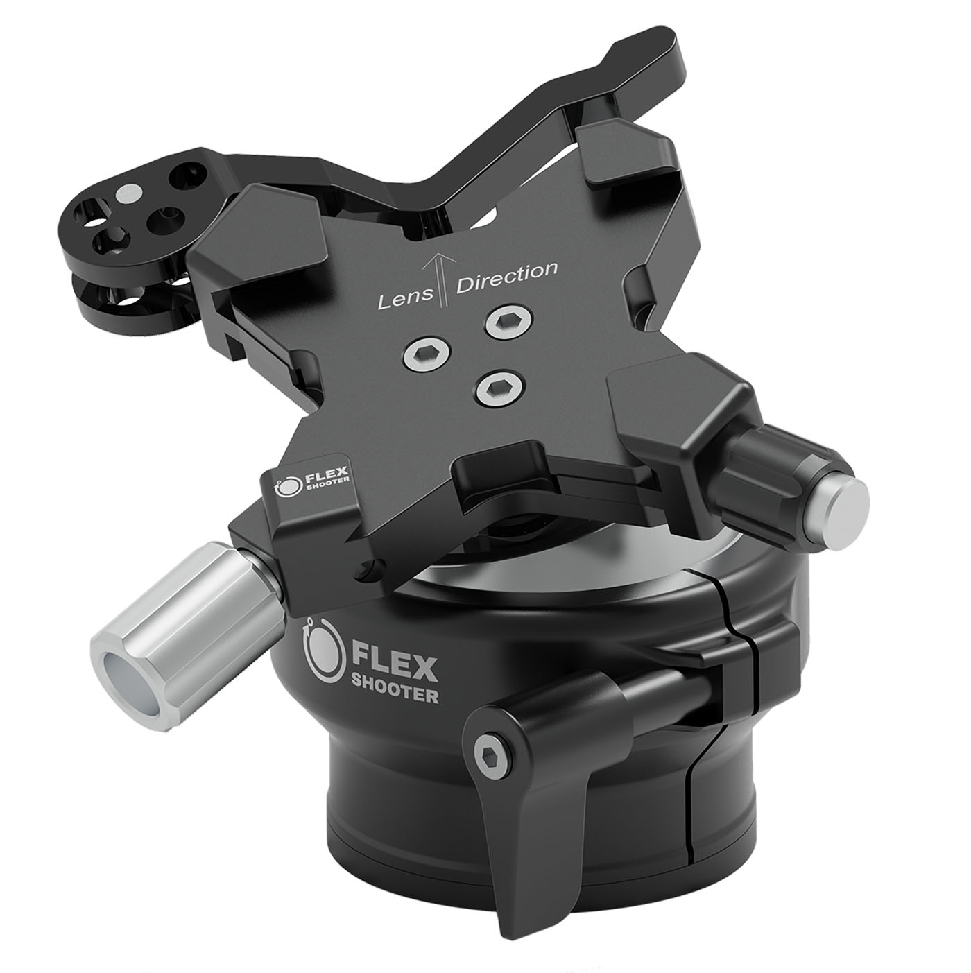 FLEXSHOOTER Mini Lever (Silver Edition) mit Hebelklemme silber eloxiert - Klemmtyp: Hebelklemmung | Kugelfarbe: silber eloxiert