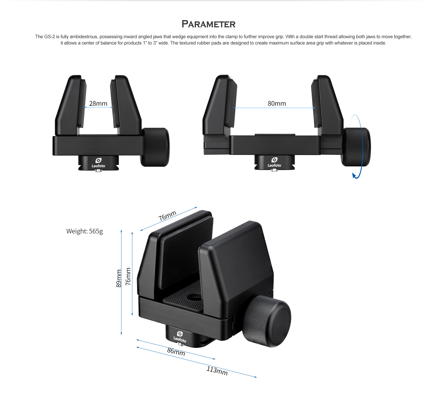 Leofoto GS-2 Universal-Klemmhalter