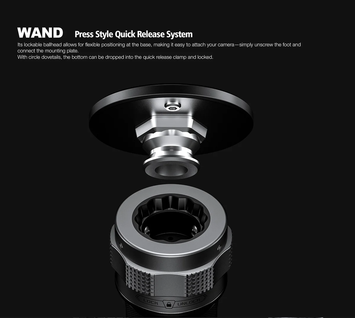 Leofoto MF-324C monopié de carbono + base pivotante VD-04
