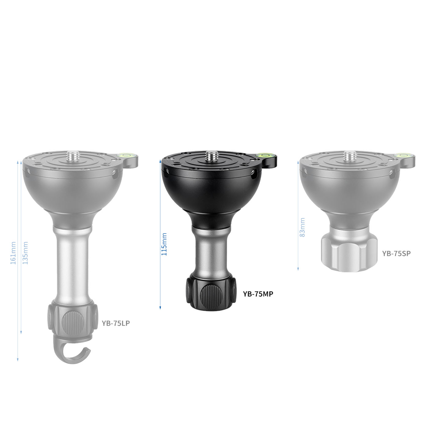 Leofoto YB-75MP Nivellier-Kalotte für 75 mm Halbschalenaufnahmen Standardgriff (ohne Haken) - Leofoto Griff-Option: Standardgriff (ohne Haken)