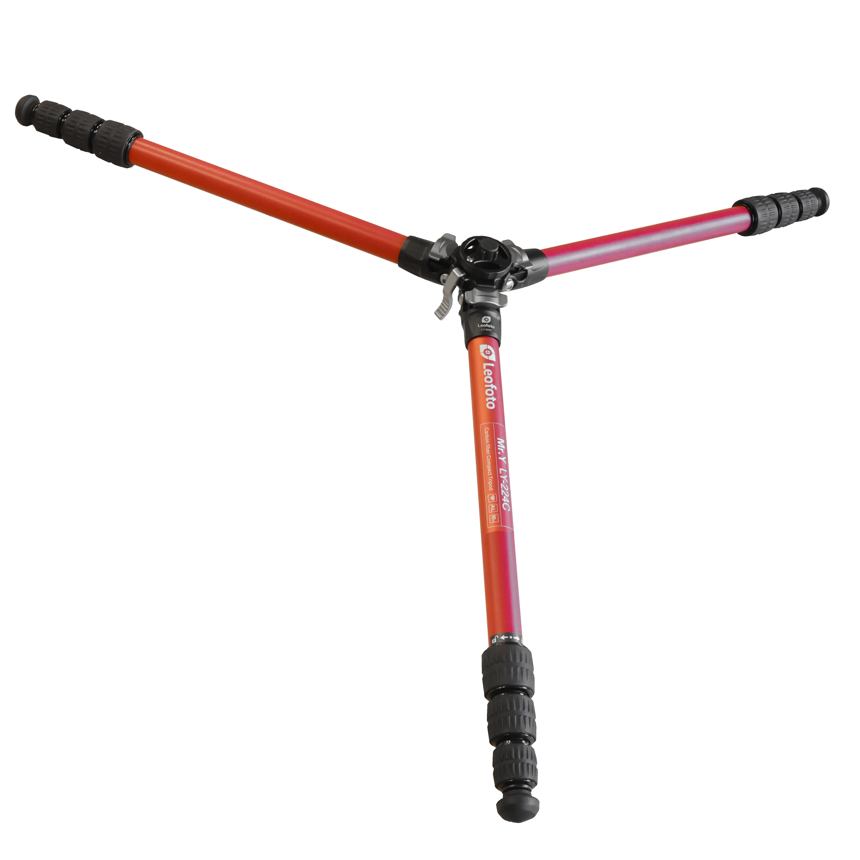 Leofoto LY-224C Treppiede in carbonio + LH-25R Y rosso