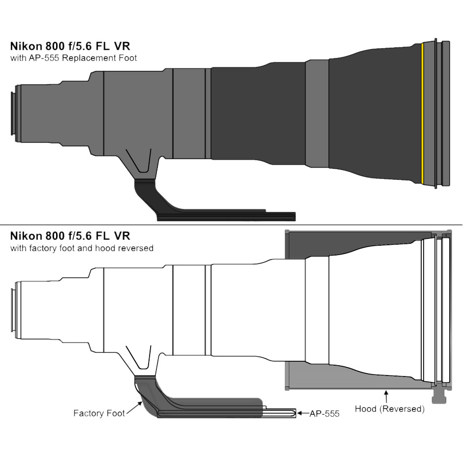 Wimberley AP-555 Lens Replacement Foot for Nikon Telephoto Lenses