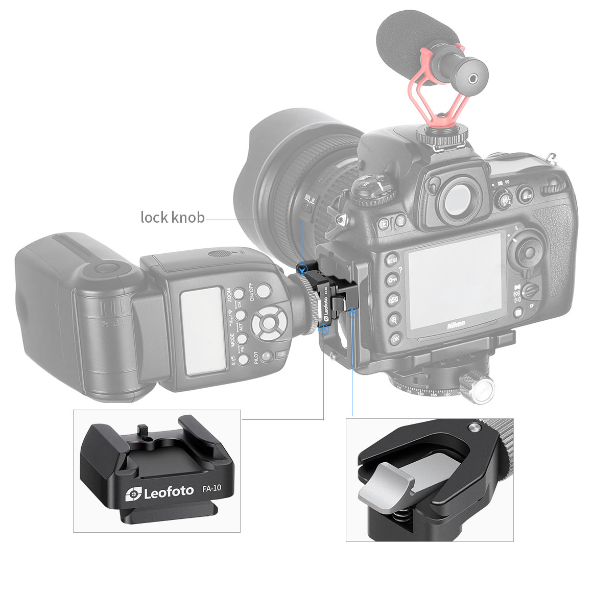 Leofoto FA-16 adapter + FA-10 V quick release plate