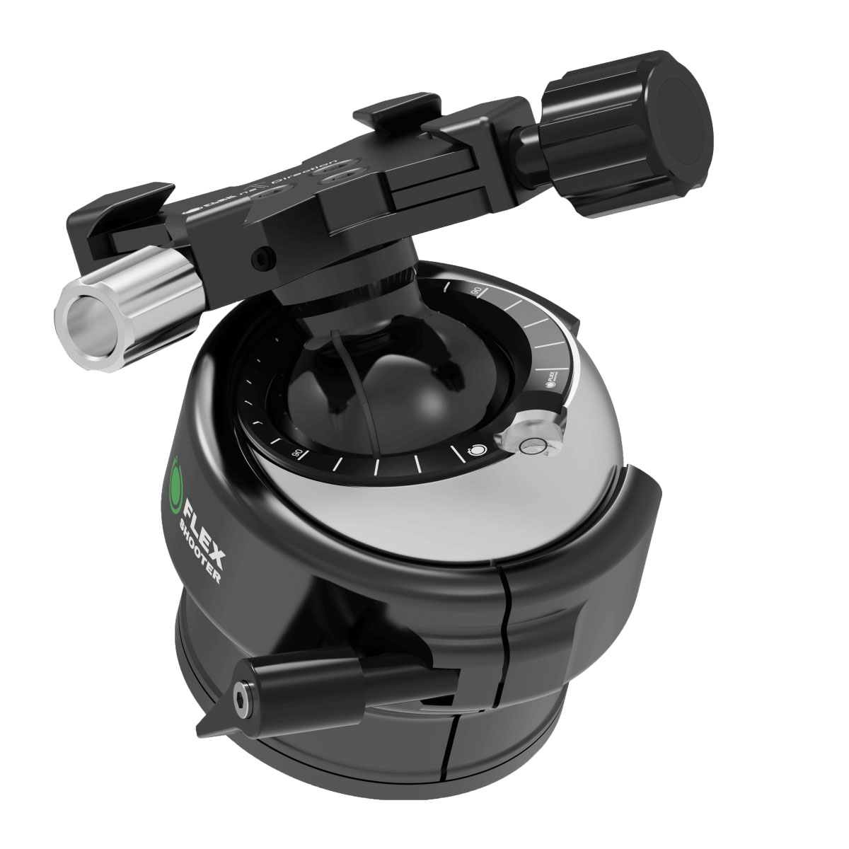 Flexshooter Pro (Silver Edition) Multi-Stativkopf/Teleneiger mit Schraubklemme silber eloxiert silber eloxiert - Schraubklemme - Klemmtyp: Schraubklemme | Kugelfarbe: silber eloxiert