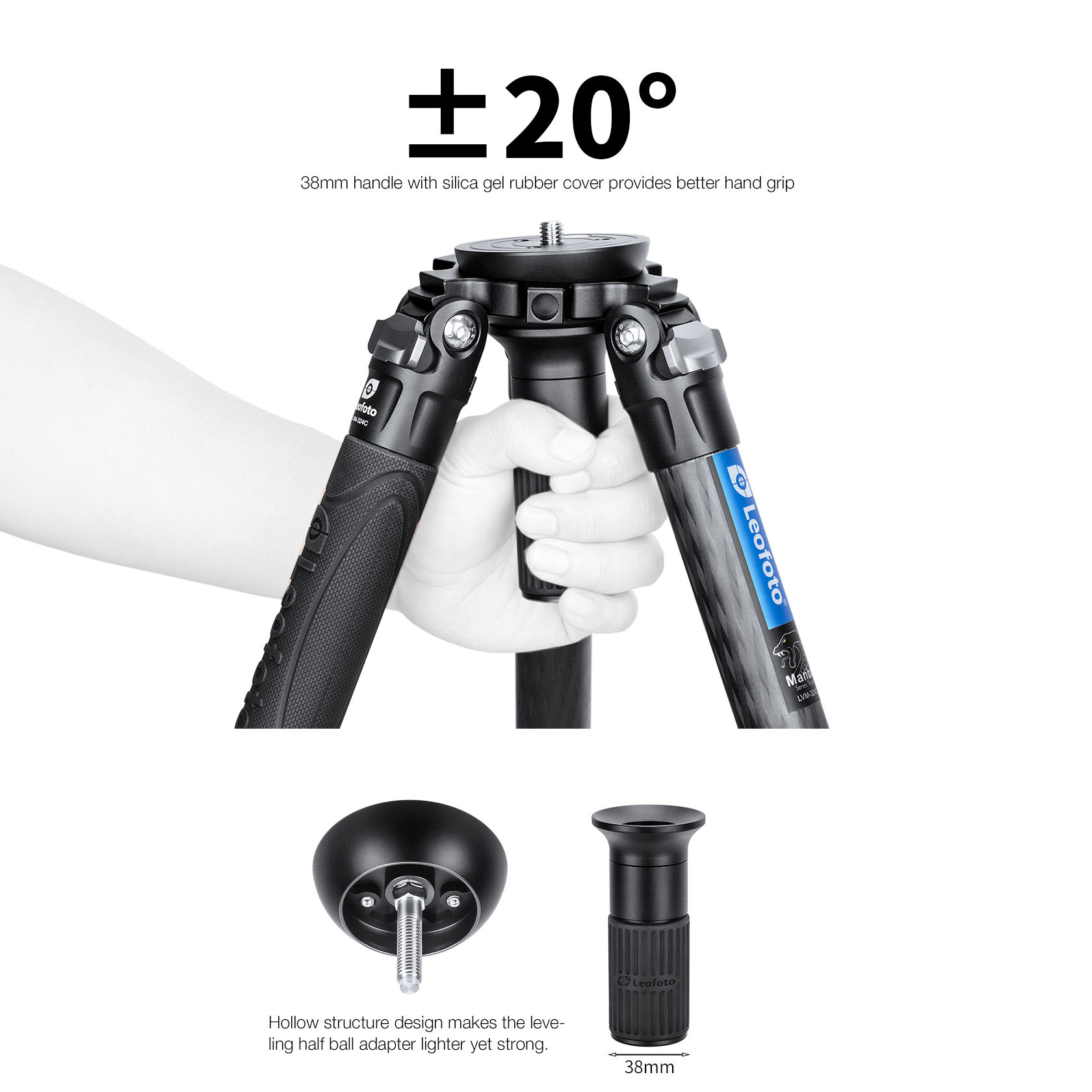 Leofoto LVM-324C Manba Karbon Stativ mit integrierter Nivellierung