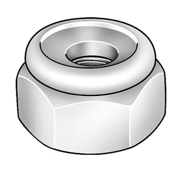 Grainger 1/4" UNC Sechskant-Mutter 3PDG5, selbstsichernd mit Nyloneinsatz - Modelltyp UNC - Mutter: 1/4" UNC Sechskant-Mutter, selbstsichernd mit Nyloneinsatz