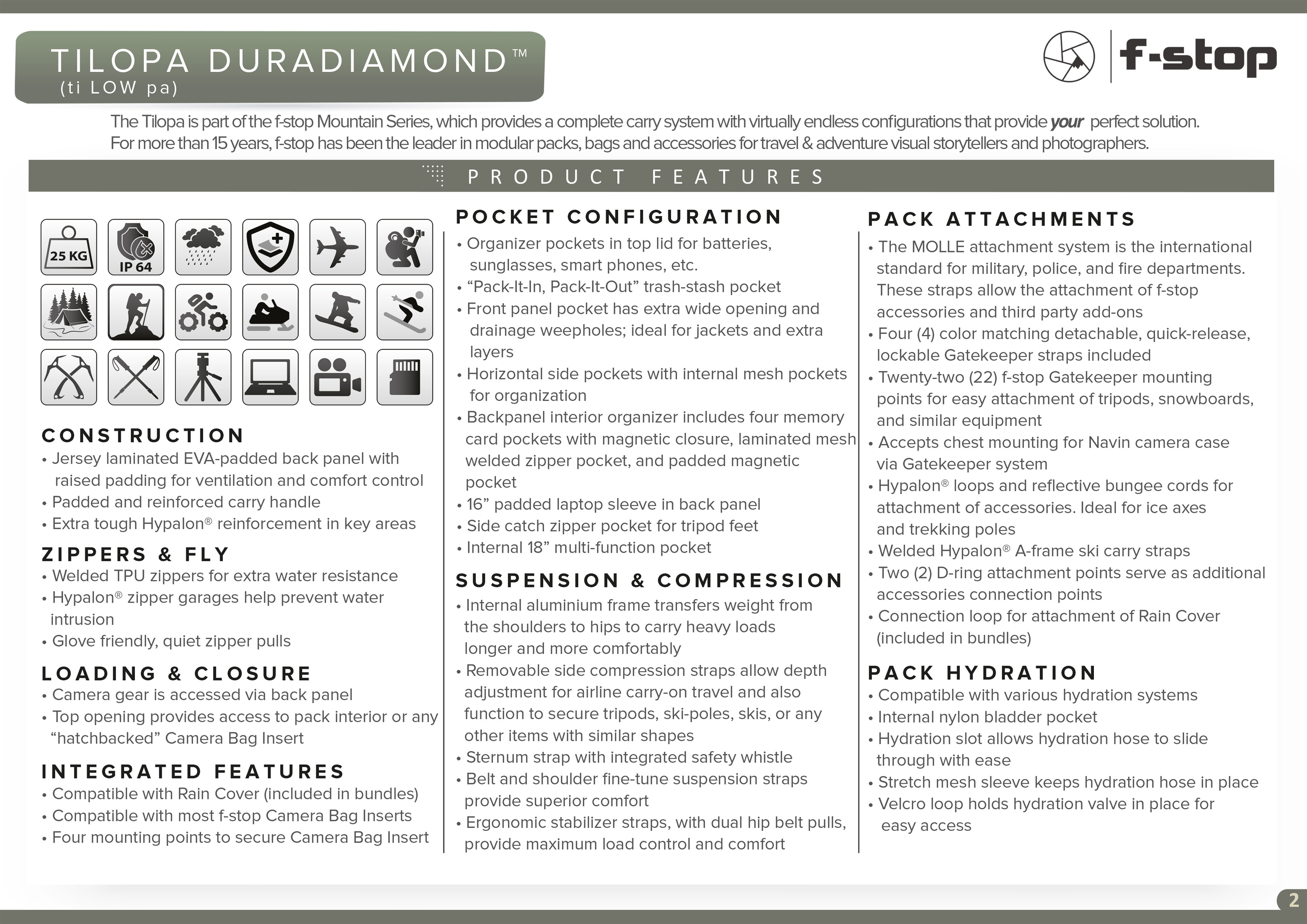 f-stop TILOPA 50L DuraDiamond™ Rucksack Essentials Bundle - Cypress Green