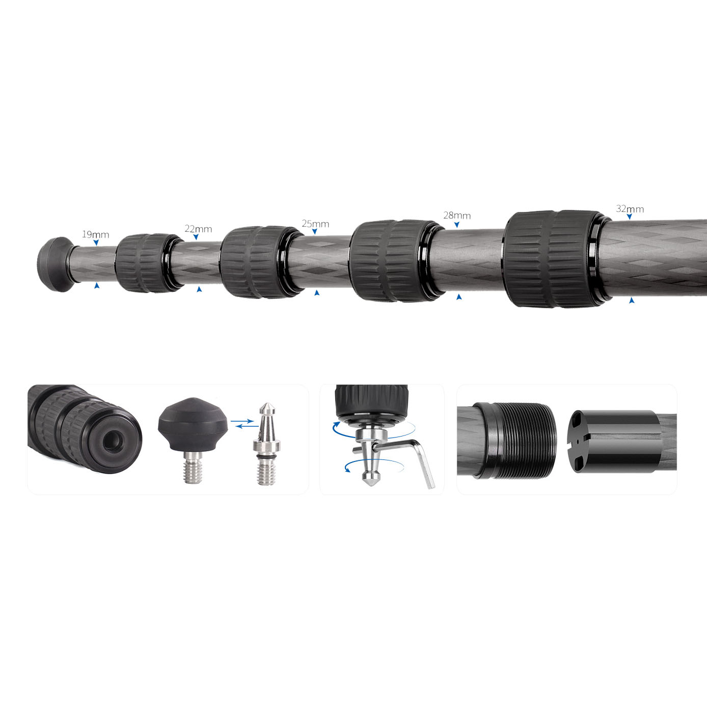 Leofoto LS-325CEX Ranger carbon tripod with integrated leveling