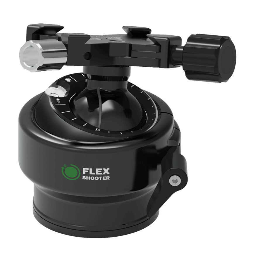 Flexshooter Pro (Black Edition) Multi-Stativkopf/Teleneiger mit Schraubklemme schwarz eloxiert schwarz eloxiert - Schraubklemme - Klemmtyp: Schraubklemme | Kugelfarbe: schwarz eloxiert