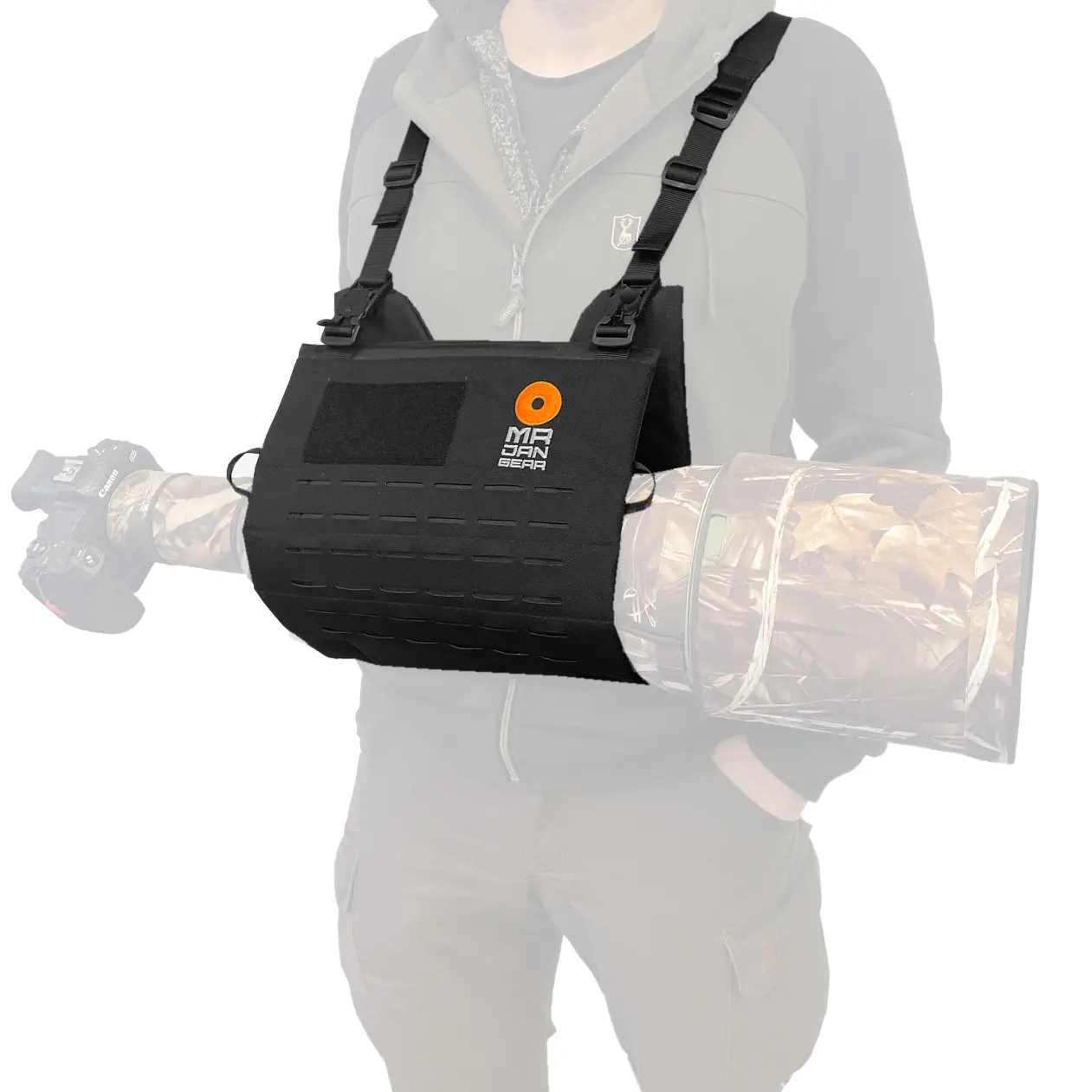 MR JAN GEAR Lens Carrier M Tragesystem für Teleobjektive schwarz (Molle & Magnetic)