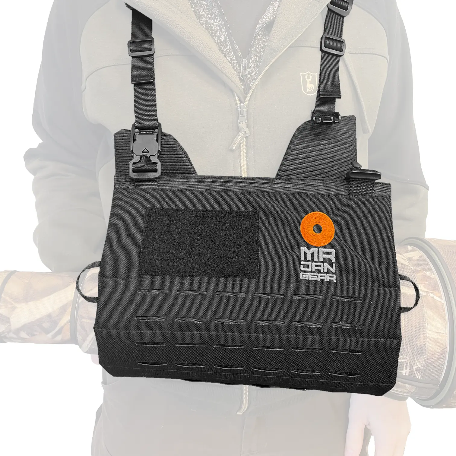 MR JAN GEAR Lens Carrier M Tragesystem für Teleobjektive schwarz (Molle & Magnetic)