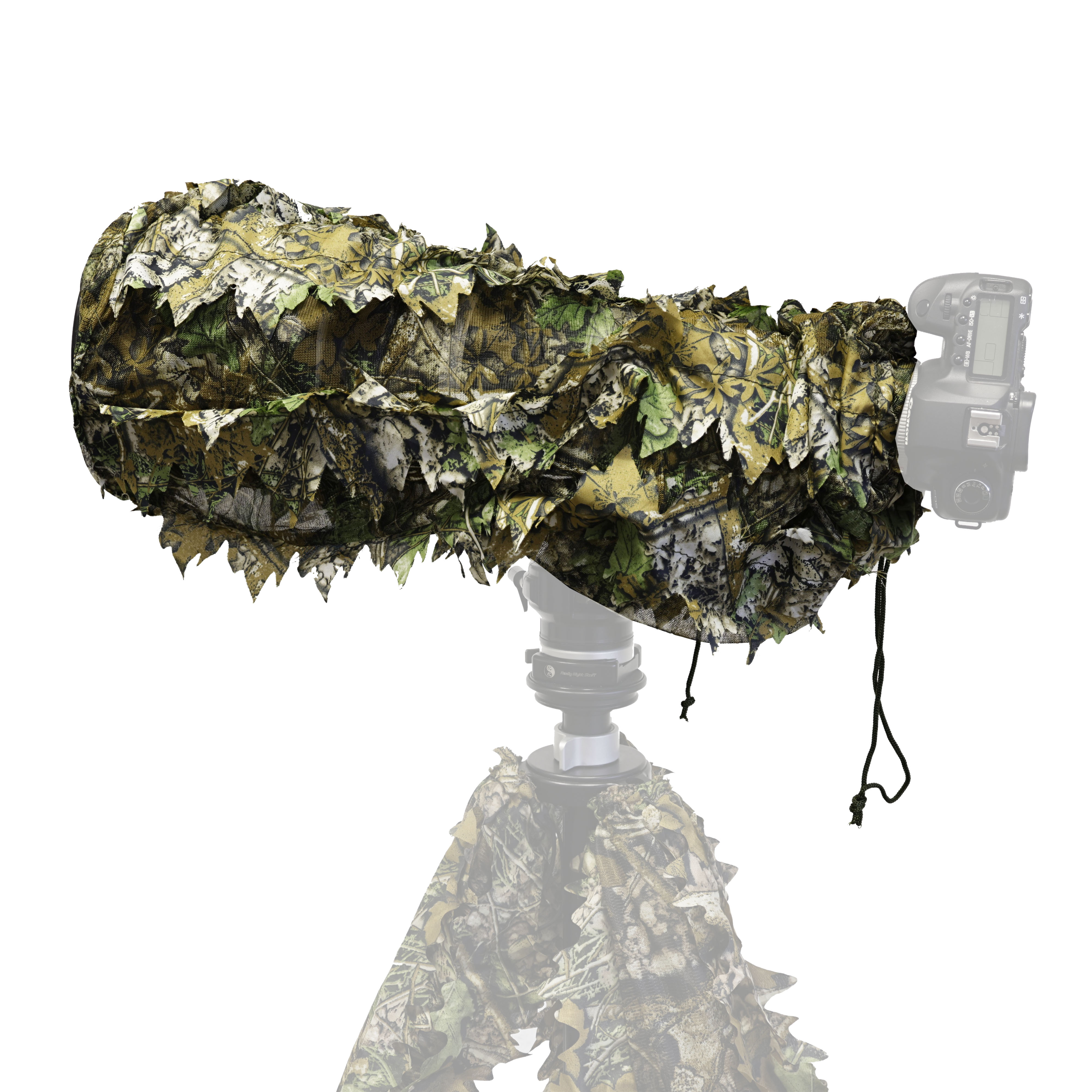 Manchon XL de camouflage 3D Tragopan - camouflage pour combinaison appareil photo-téléobjectif