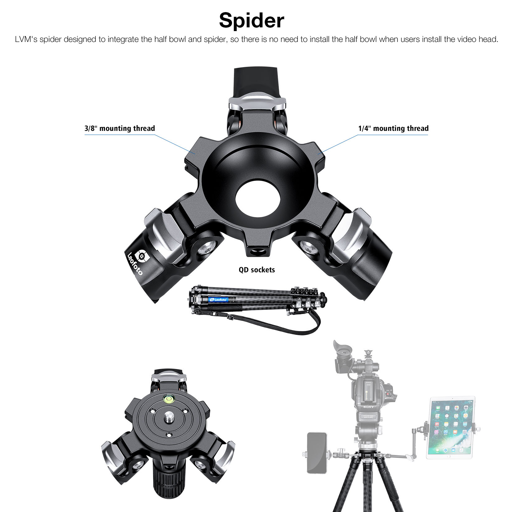 Leofoto LVM-324C Manba Karbon Stativ mit integrierter Nivellierung