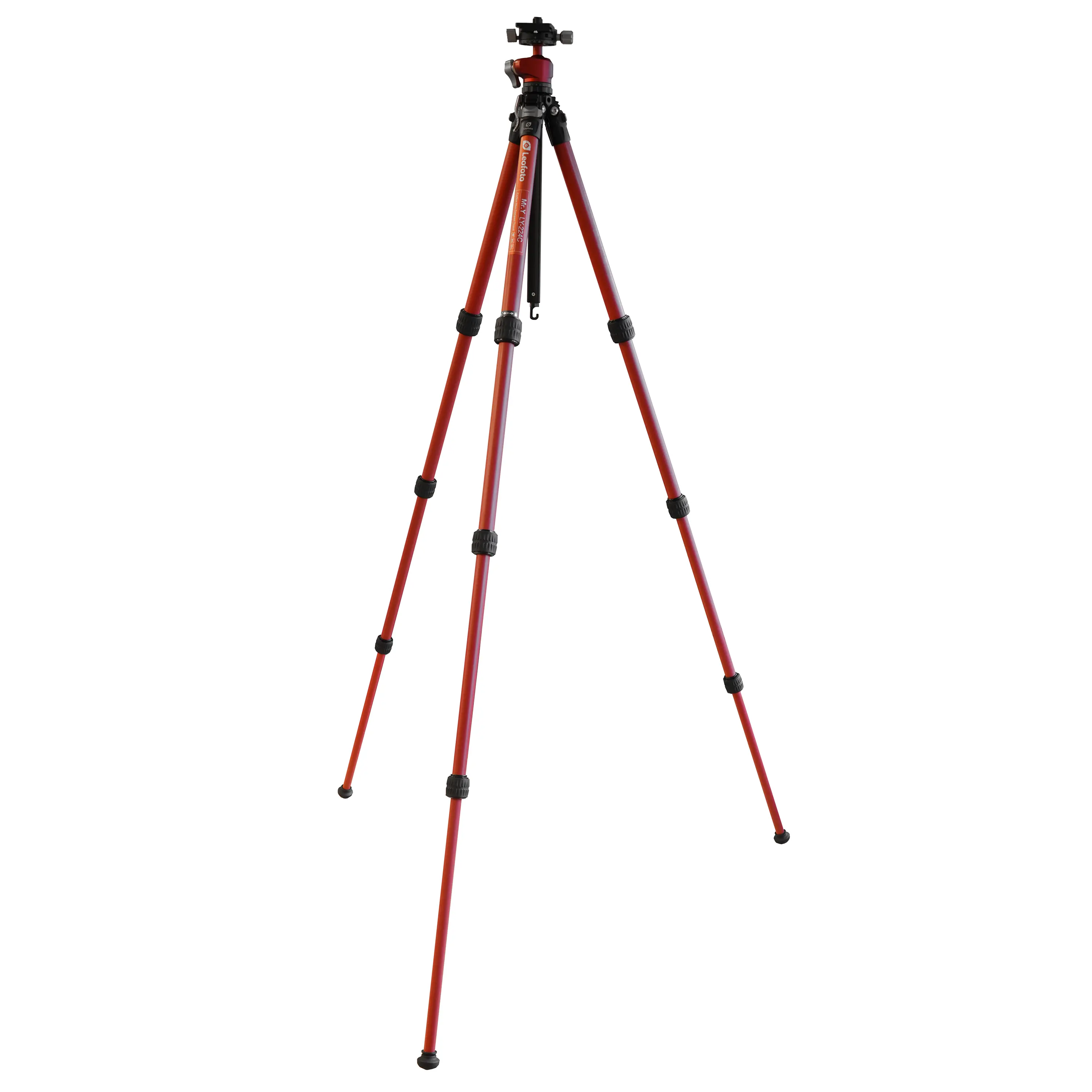 Leofoto LY-224C Treppiede in carbonio + LH-25R Y rosso