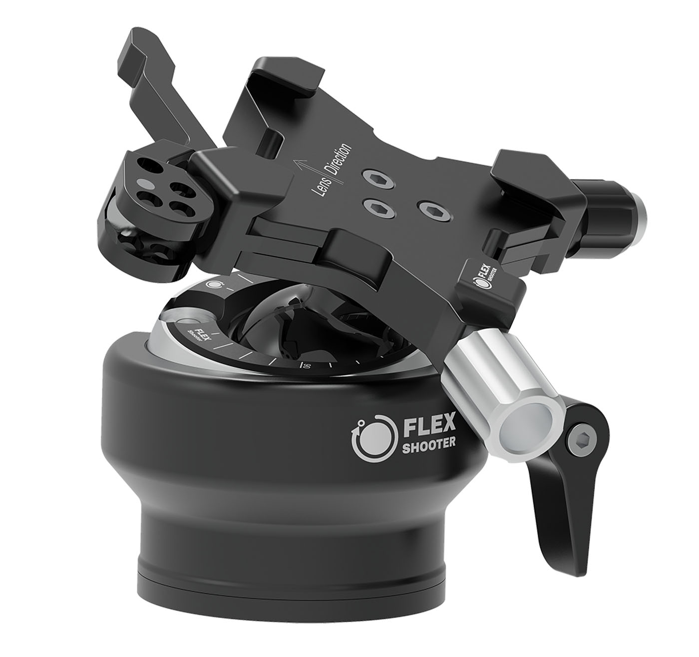 FLEXSHOOTER Mini Lever (Silver Edition) mit Hebelklemme silber eloxiert