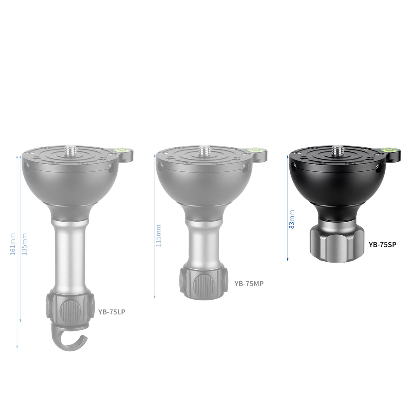 Leofoto YB-75SP cazoleta de nivelación para semiesferas de 75 mm con pomo estelar (mango corto) - Opción de manejo: mango corto con empuñadura de estrella