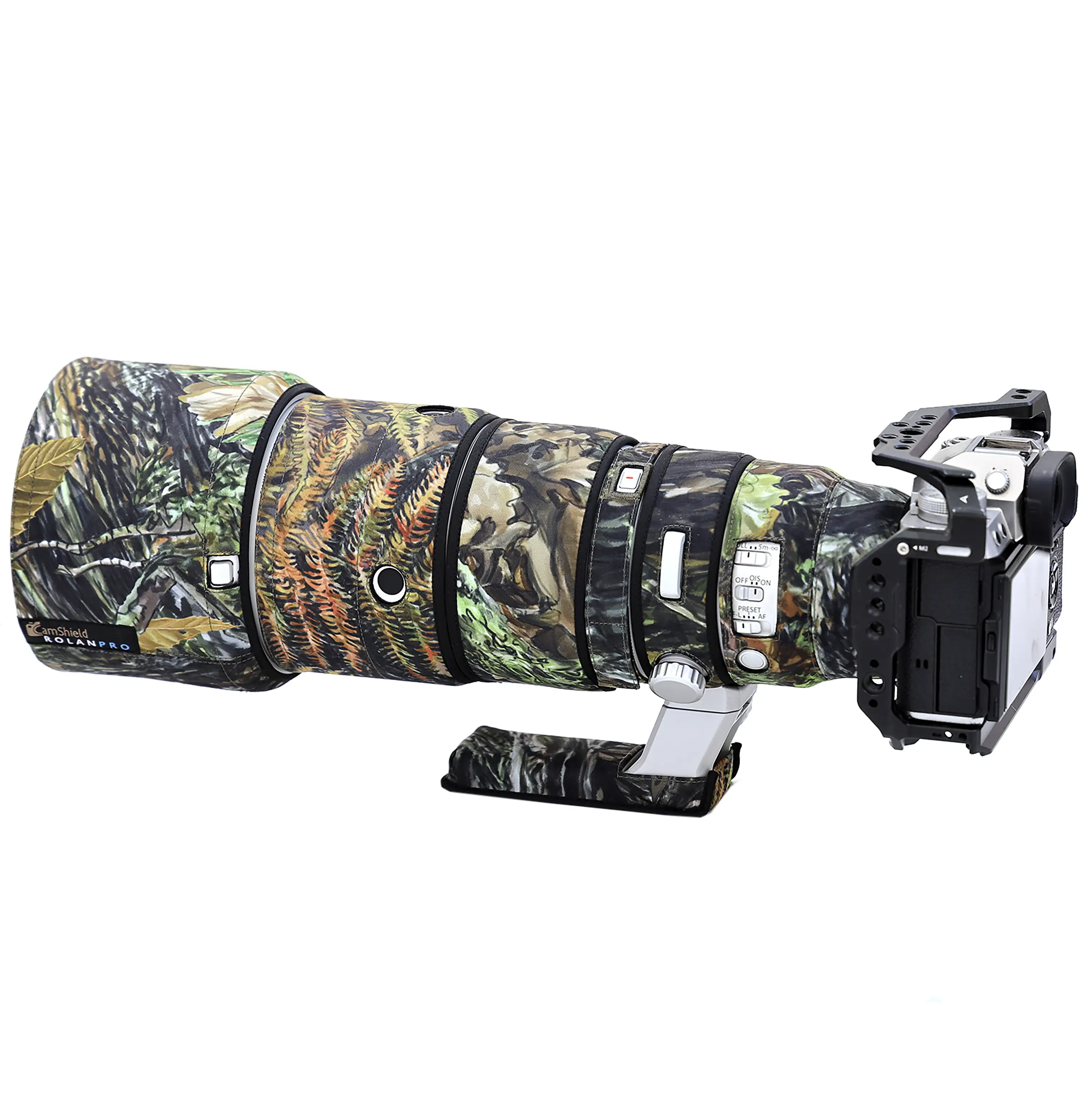 ROLANPRO Protezione per obiettivo Fuji XF 500mm f/5.6 R LM OIS WR mimetico & impermeabile