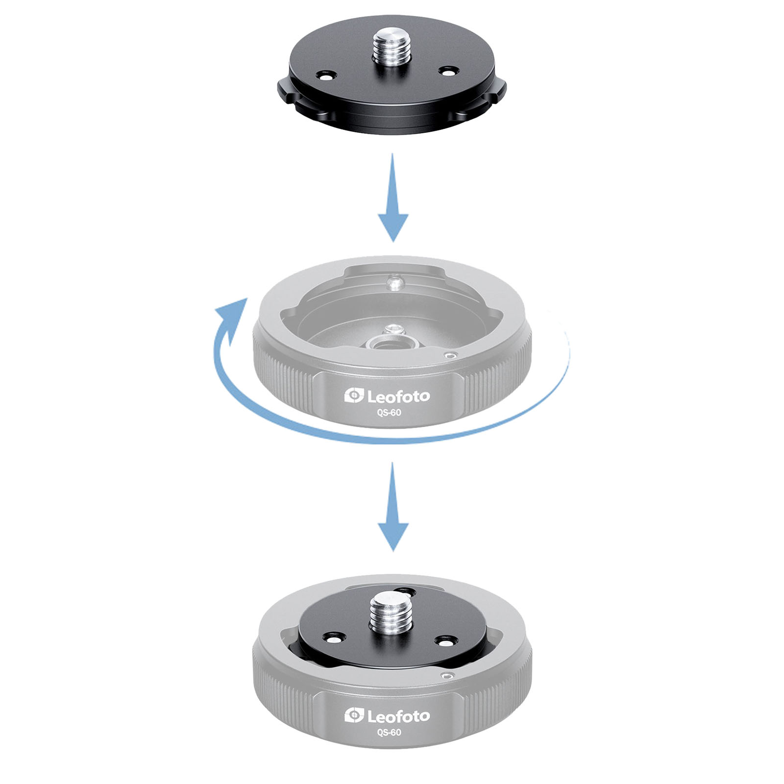 Leofoto Q60 - Piastra a sgancio rapido per base a sgancio rapido QS-60