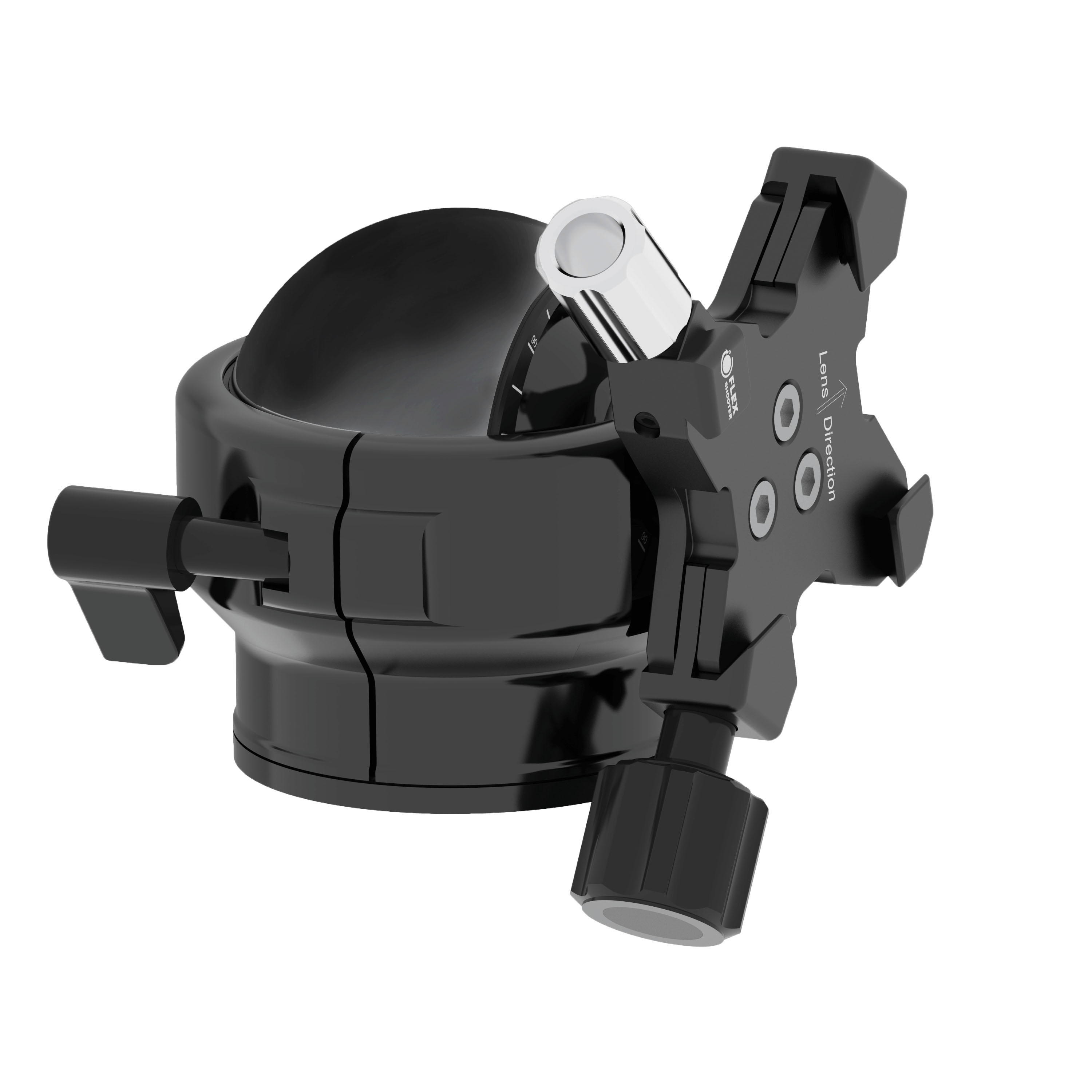 Flexshooter Pro (Black Edition) Multi-Stativkopf/Teleneiger mit Schraubklemme schwarz eloxiert schwarz eloxiert - Schraubklemme - Klemmtyp: Schraubklemme | Kugelfarbe: schwarz eloxiert