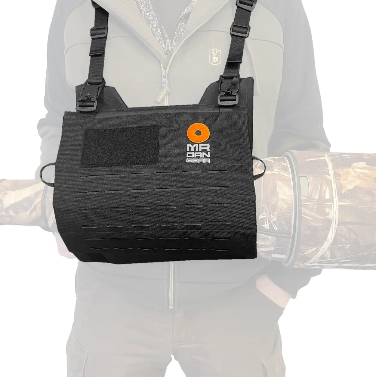 MR JAN GEAR Lens Carrier M Tragesystem für Teleobjektive schwarz (Molle & Magnetic)