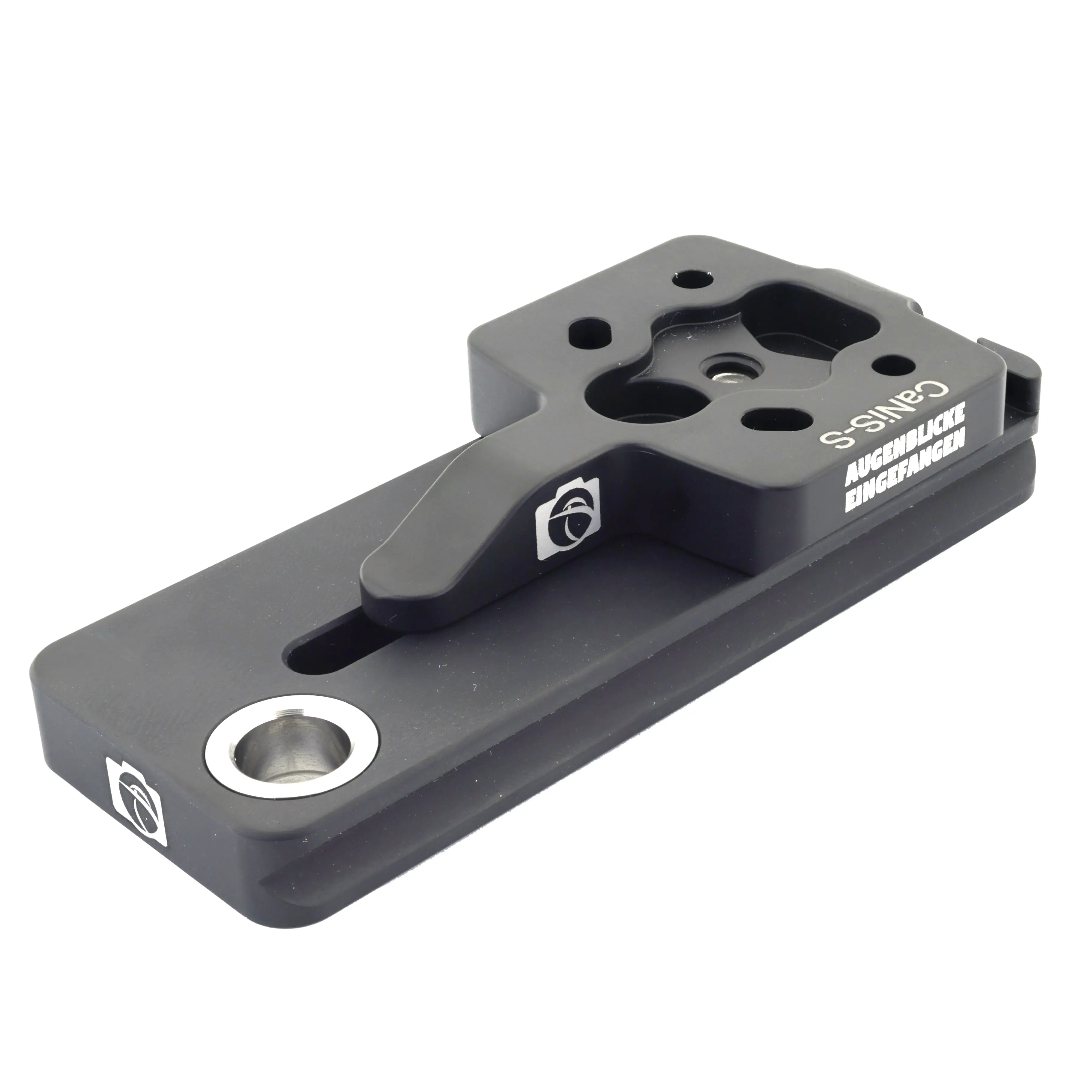 Modularer flacher Objektiv-Ersatzfuß CaNiS-S 100 für Teleobjektive Nikon-Canon-Sony-Sigma OP-100 (100 mm) 2 x QD  - CaNiS-S (flach) - Objektiv-Platte: OP-100 (100 mm) 2 x QD  | Objektiv-Sockel: Canon / Nikon / Sony / Sigma (flach)