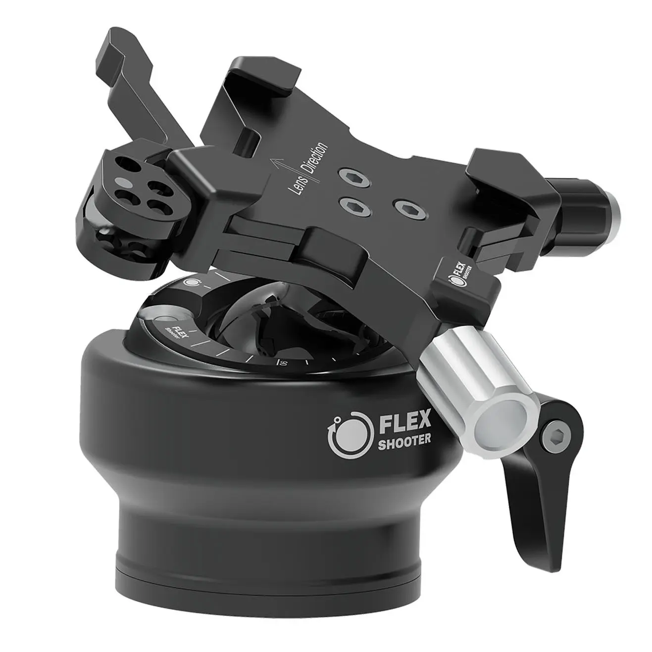 FLEXSHOOTER Mini Lever (Black Edition) mit Hebelklemme schwarz eloxiert  - Klemmtyp: Hebelklemmung | Kugelfarbe: schwarz eloxiert