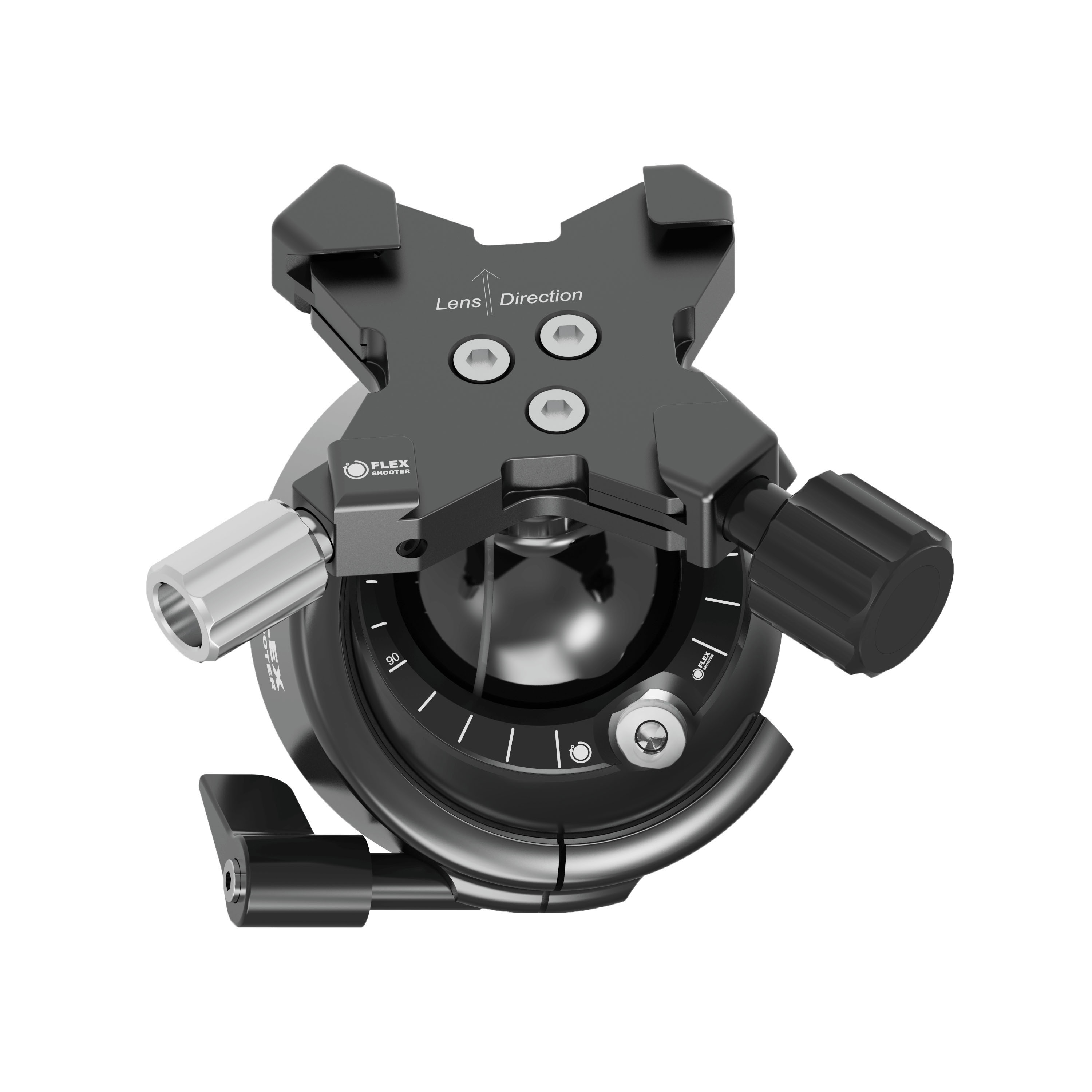 Flexshooter Pro (Black Edition) Multi-Stativkopf/Teleneiger mit Schraubklemme schwarz eloxiert schwarz eloxiert - Schraubklemme - Klemmtyp: Schraubklemme | Kugelfarbe: schwarz eloxiert