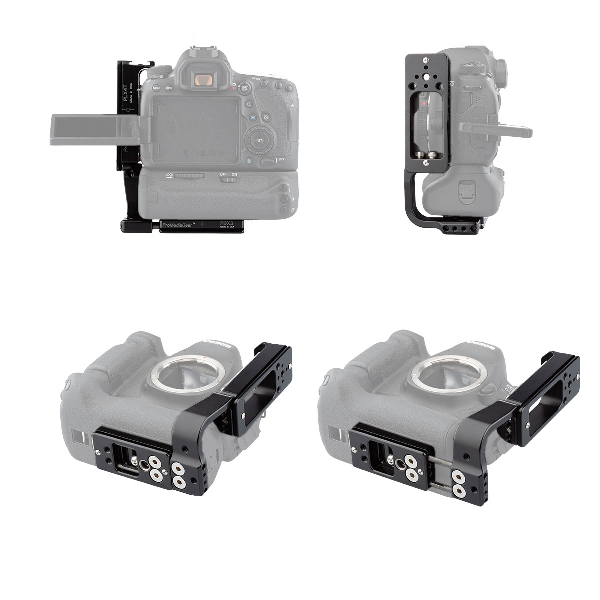 ProMediaGear PLX4T-QD L-bracket universal for cameras with battery grip and tilting display