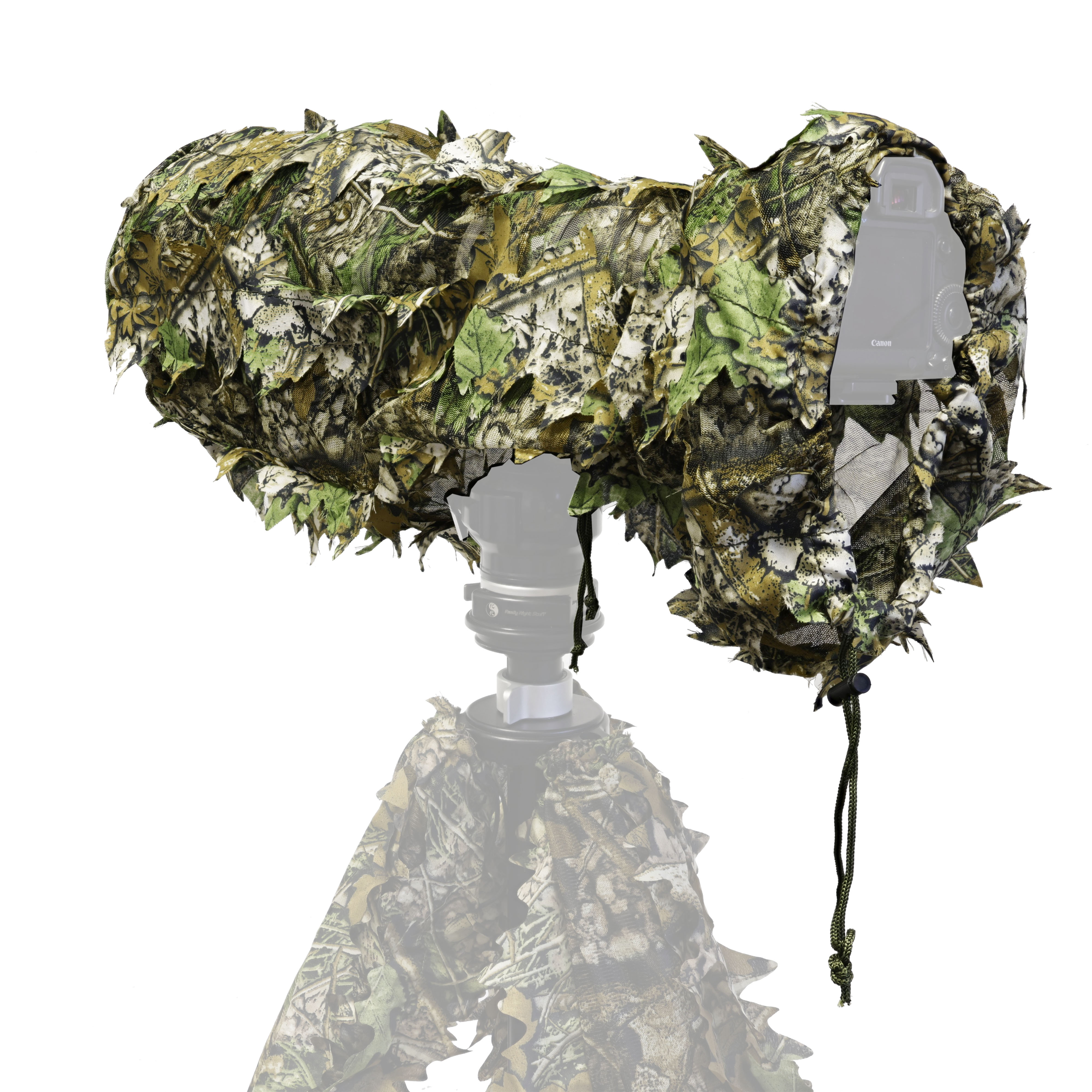 Manchon XL de camouflage 3D Tragopan - camouflage pour combinaison appareil photo-téléobjectif