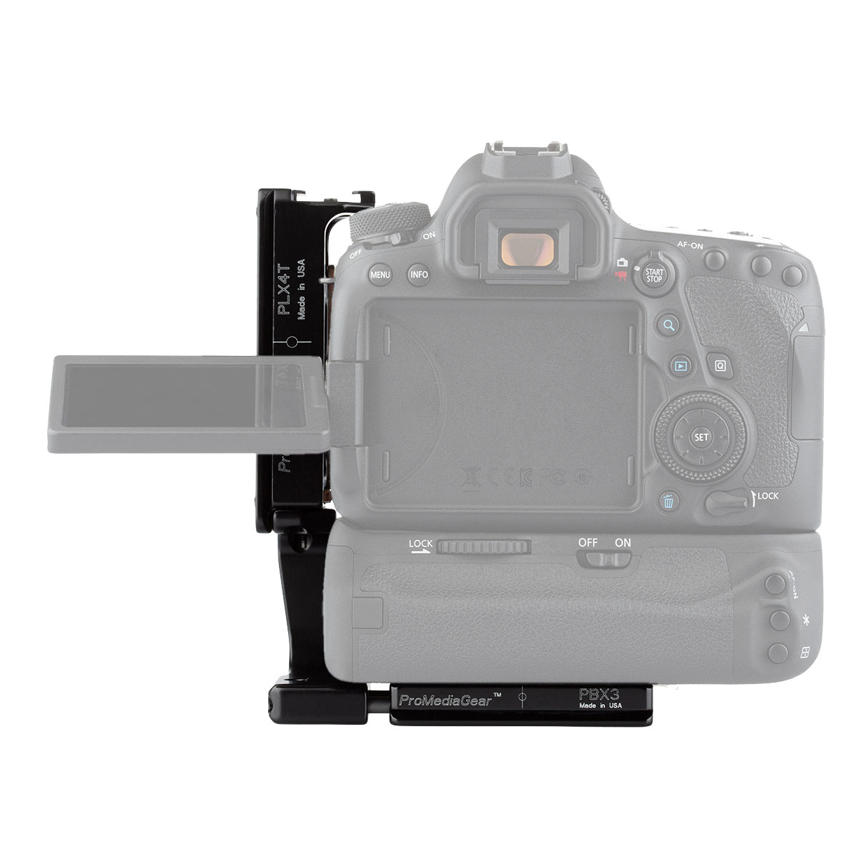 ProMediaGear PLX4T-QD L-bracket universal for cameras with battery grip and tilting display