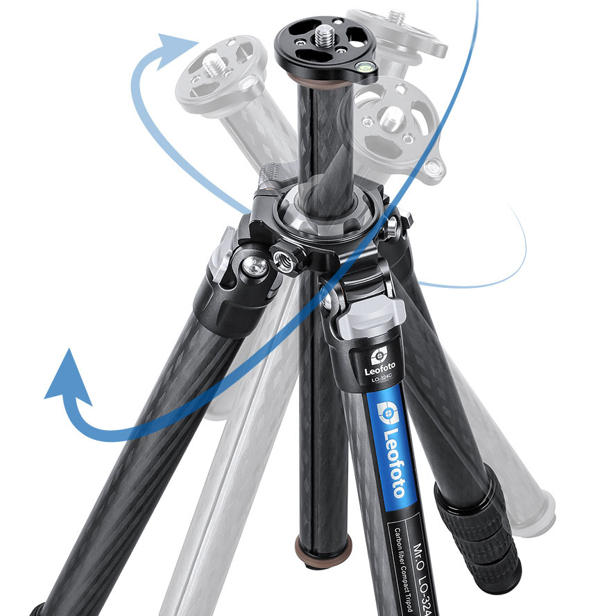 Treppiede in carbonio Leofoto LO-324C con colonna centrale livellabile