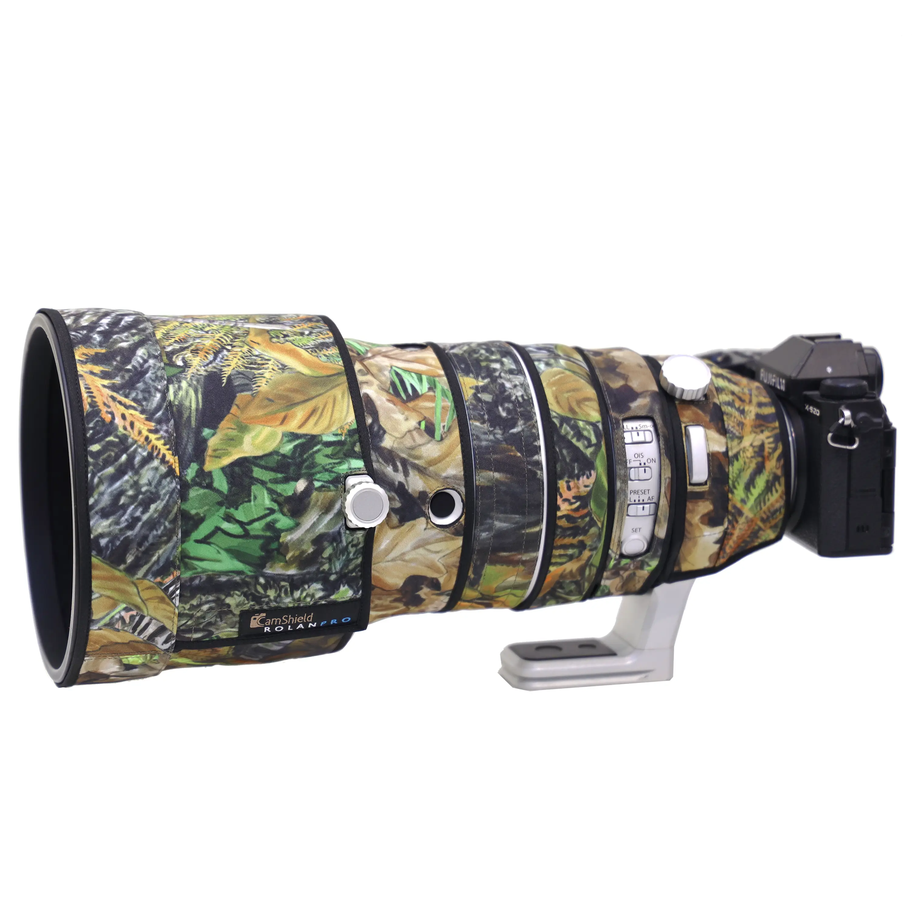 Protection d'objectif ROLANPRO pour Fuji XF 200 mm f/2 R LM OIS WR Camouflage & Imperméable