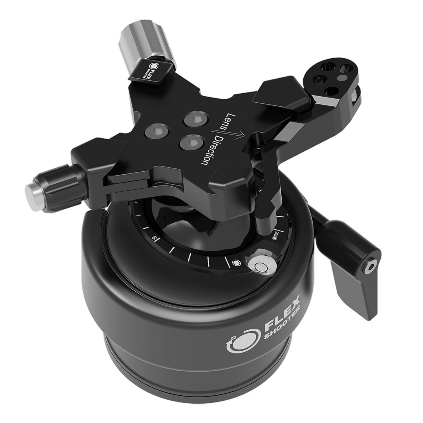 Flexshooter Pro Lever (Black Edition) Multi-Stativkopf/Teleneiger mit Hebelklemme schwarz eloxiert - Hebelklemme - Klemmtyp: Hebelklemme | Kugelfarbe: schwarz eloxiert