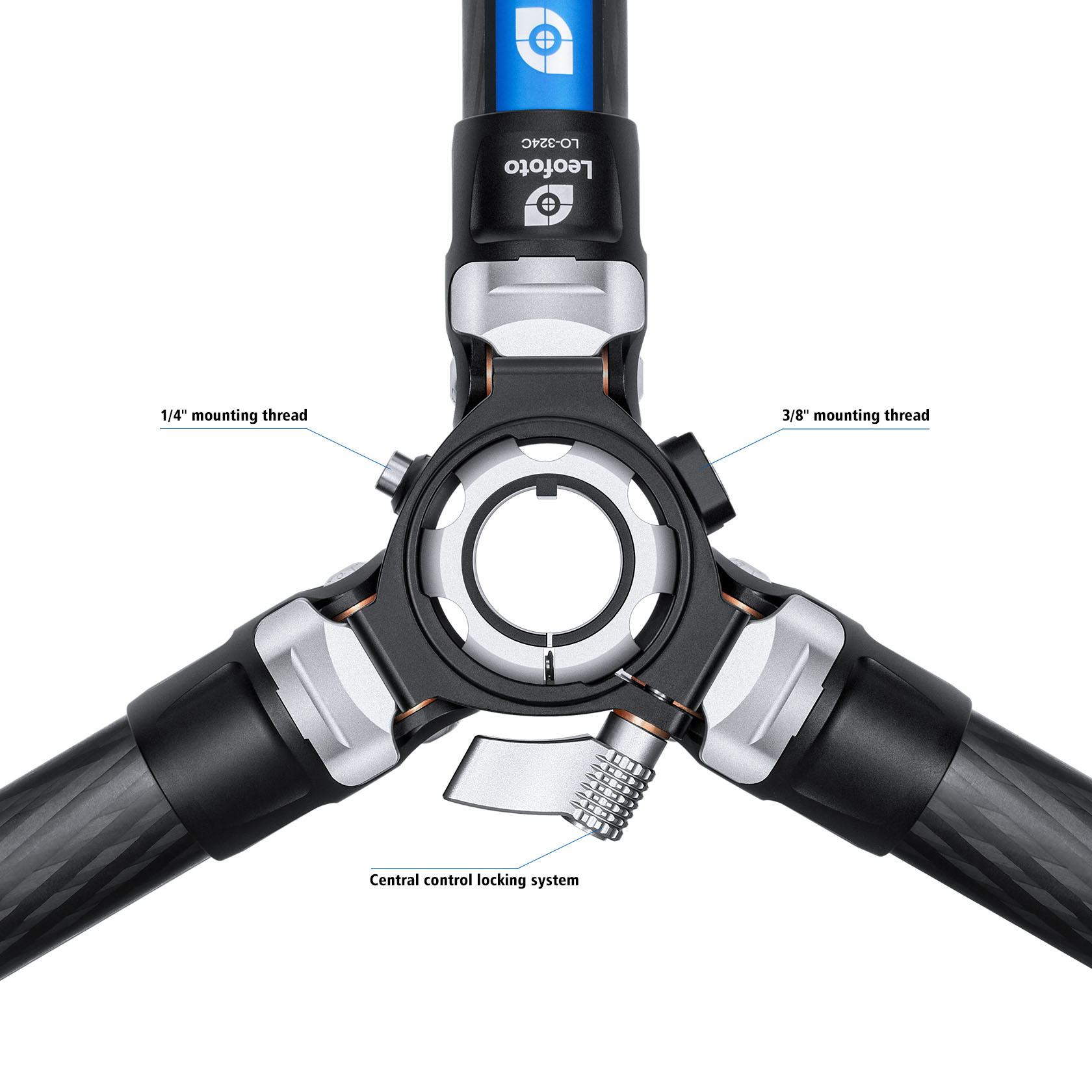 Treppiede in carbonio Leofoto LO-324C con colonna centrale livellabile
