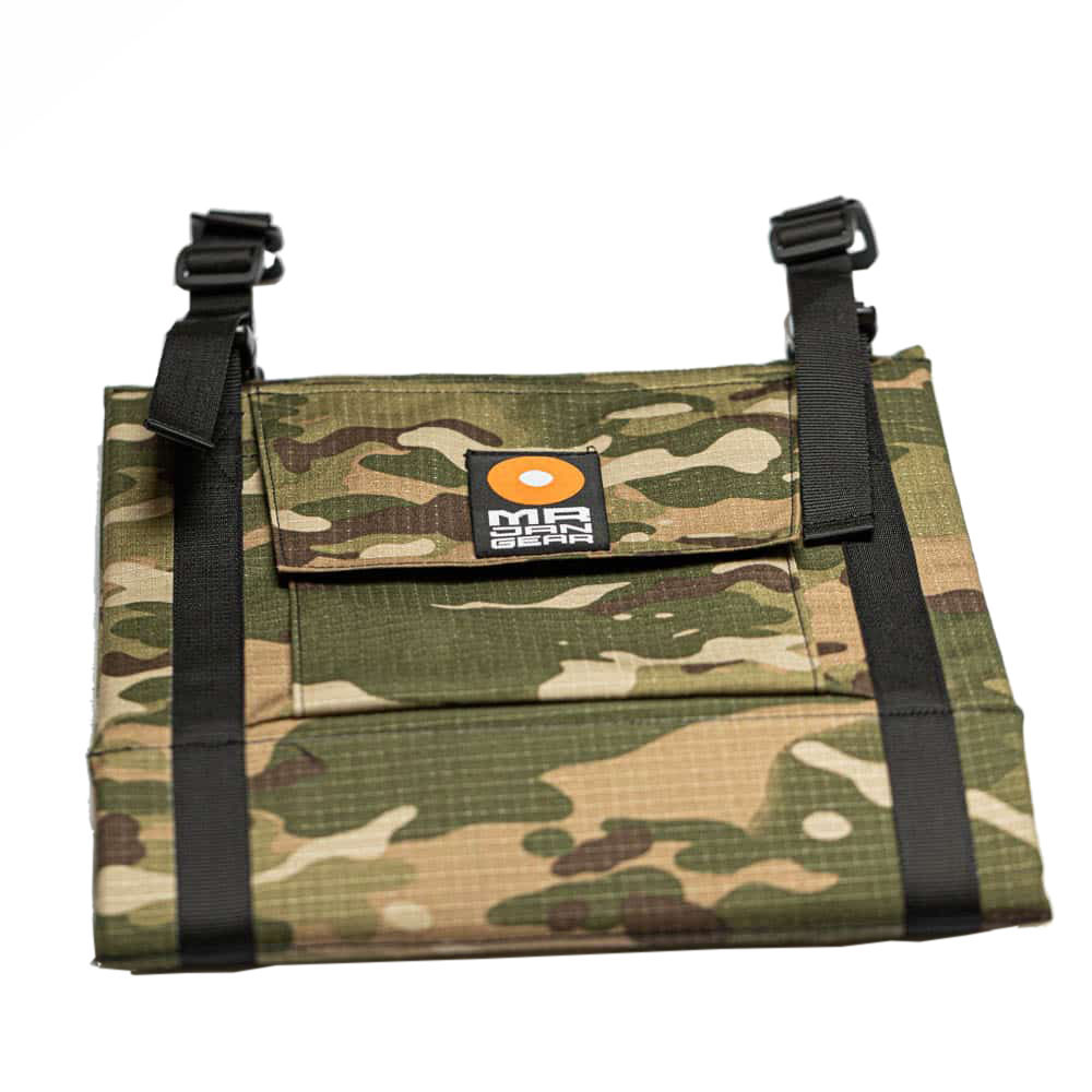 MR JAN GEAR Lens Carrier System, Tragesystem für lange Teleobjektive mit Tarnmuster Khaki Camo - Stormjacket Farbe: Khaki Camo