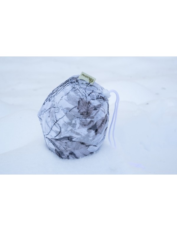 Filet de camouflage neige 3D Tragopan 1,5 x 3,5 m avec tunnel pour objectif